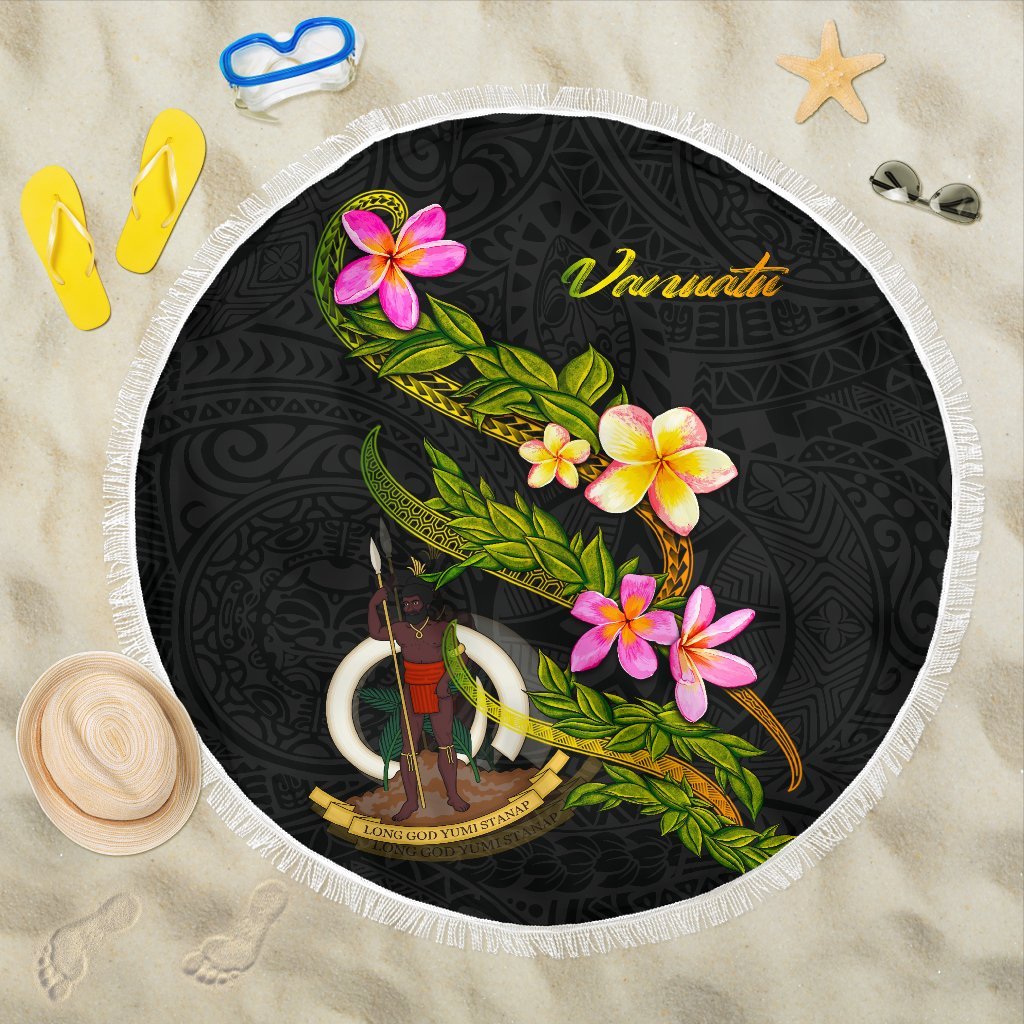 Vanuatu Beach Blanket - Plumeria Tribal ONE STYLE ONE SIZE BLACK - Polynesian Pride