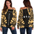 Society Islands Women's Off Shoulder Sweater - Polynesian Tattoo Gold Gold - Polynesian Pride