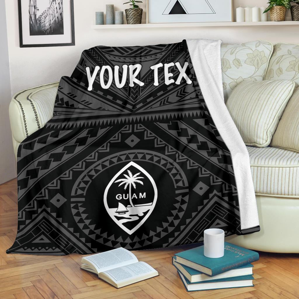 Guam Personalised Premium Blanket - Guam Seal With Polynesian Tattoo Style (Black) White - Polynesian Pride