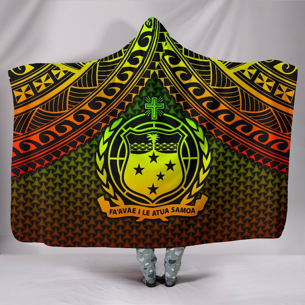 Polynesian Samoa Hooded Blanket - Reggae Vintage Polynesian Patterns Hooded Blanket Reggae - Polynesian Pride