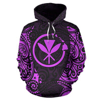 Hawaii Hoodie Kanaka Maoli Polynesian Tattoo Purple - Polynesian Pride