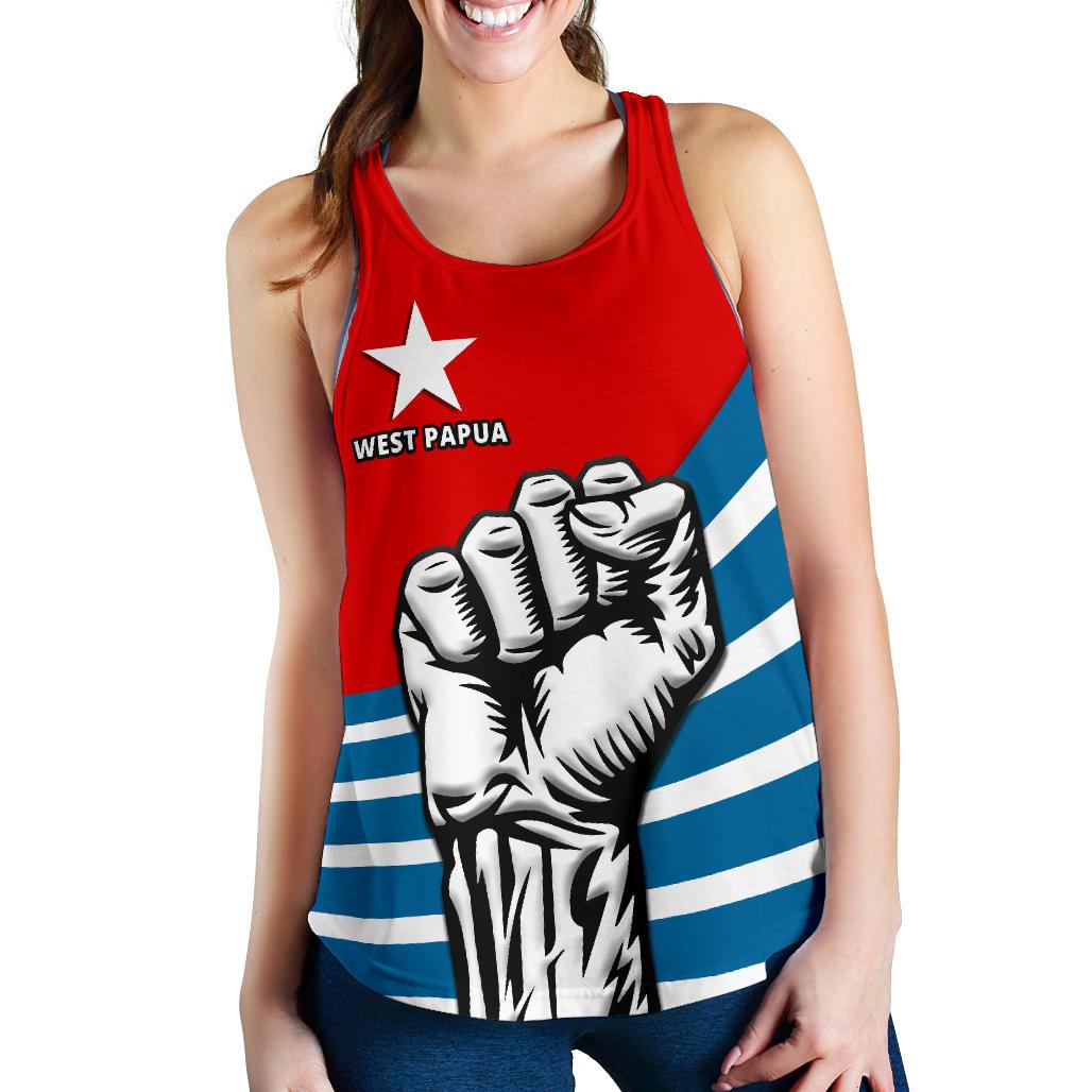 Free West Papua Women Racerback Tank Blue - Polynesian Pride