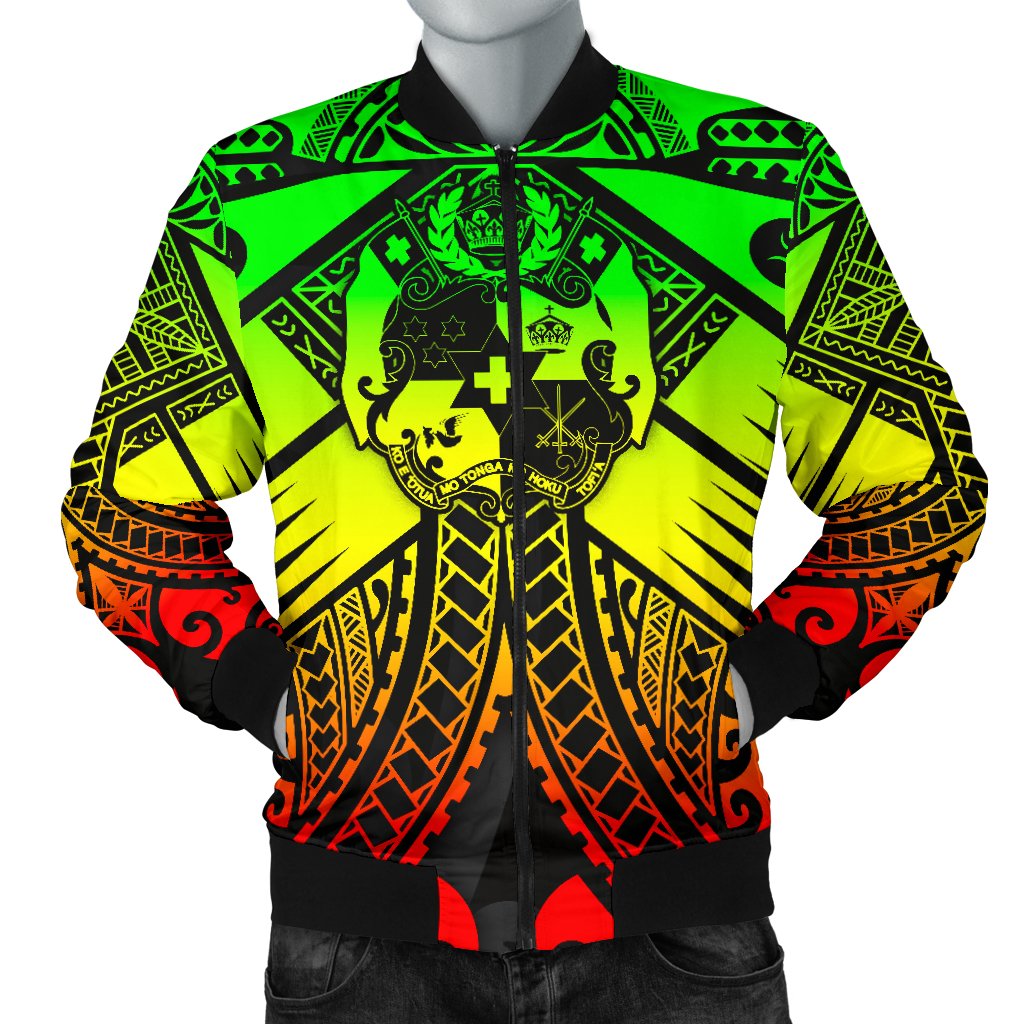 Tonga Polynesian Men's Bomber Jacket - Tonga Reggae Seal with Polynesian tattoo Reggae - Polynesian Pride