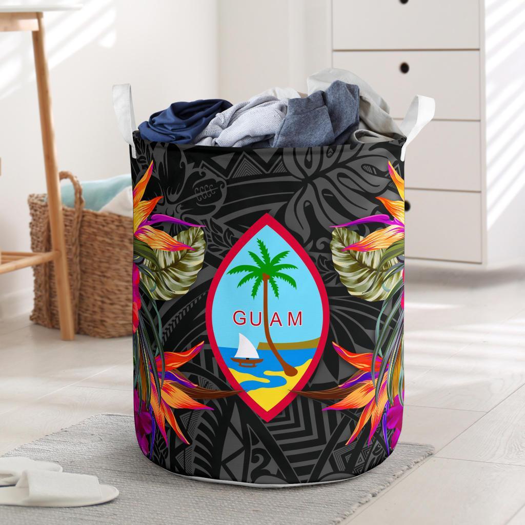 Guam Laundry Basket Hibiscus Polynesian Pattern Laundry Basket One Size Black - Polynesian Pride