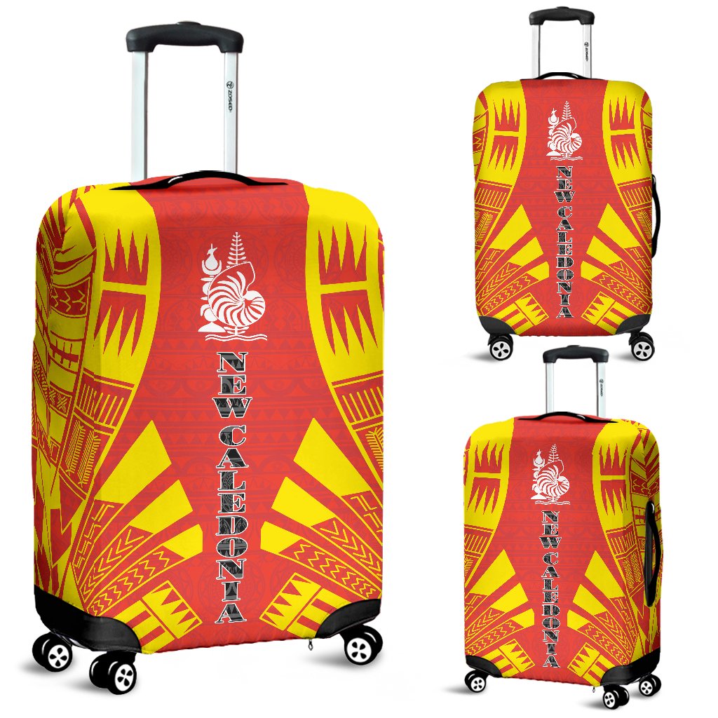 New Caledonia Luggage Cover - Polynesian Tattoo Flag Black - Polynesian Pride