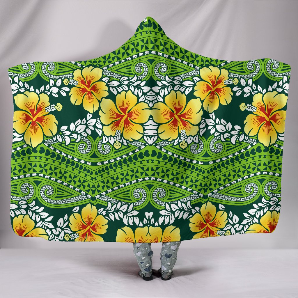 Polynesian Hooded Blanket - Polynesian Hibiscus Patterns - Polynesian Pride