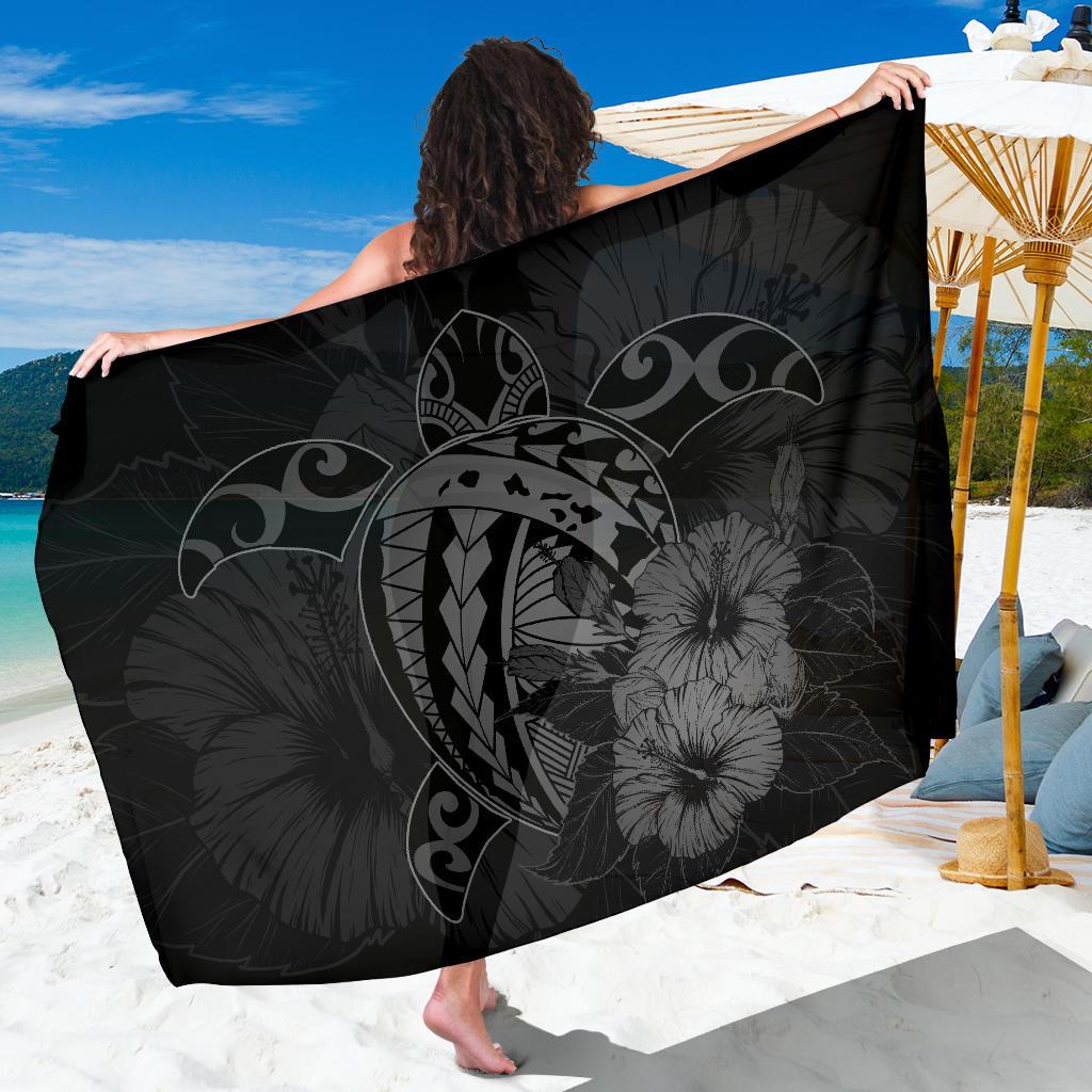 Hawaii Hibiscus Sarong - Harold Turtle - Gray Sarong One Size Gray - Polynesian Pride