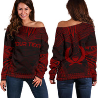 Pohnpei Polynesian Chief Custom Personalised Women's Off Shoulder Sweater - Red Version Red - Polynesian Pride