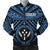 Kosrae Men's Bomber Jacket - Kosrae Flag In Polynesian Tattoo Style (Blue) Blue - Polynesian Pride