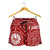 Tahiti Women's Shorts - Tahiti Seal In Polynesian Tattoo Style (Red) - Polynesian Pride