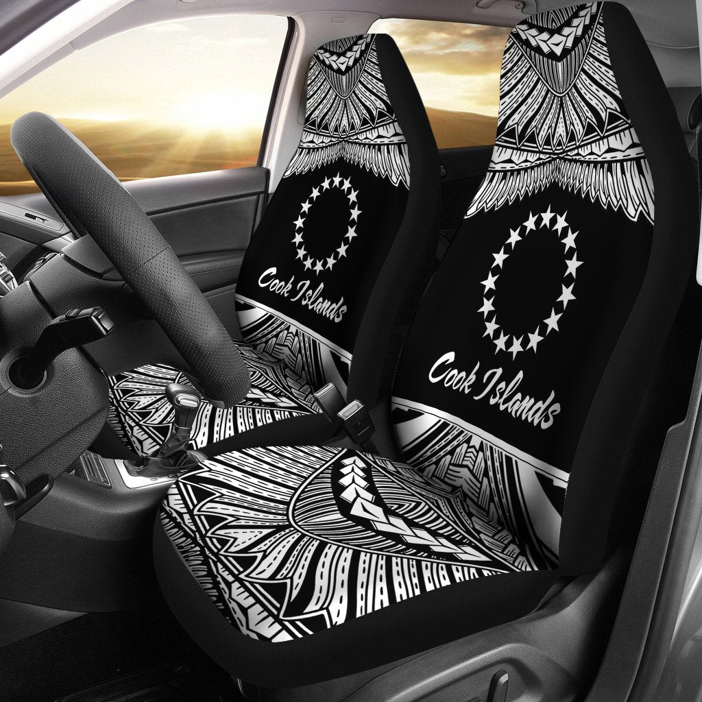 Cook Islands Polynesian Car Seat Covers - Pride White Version Universal Fit White - Polynesian Pride