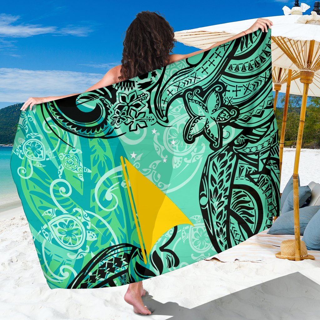 Tokelau Sarong - Vintage Floral Pattern Green Color SARONG ONE SIZE Green - Polynesian Pride