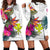 Hawaii Women's Hoodie Dress Polynesian Hibiscus White Pattern White - Polynesian Pride