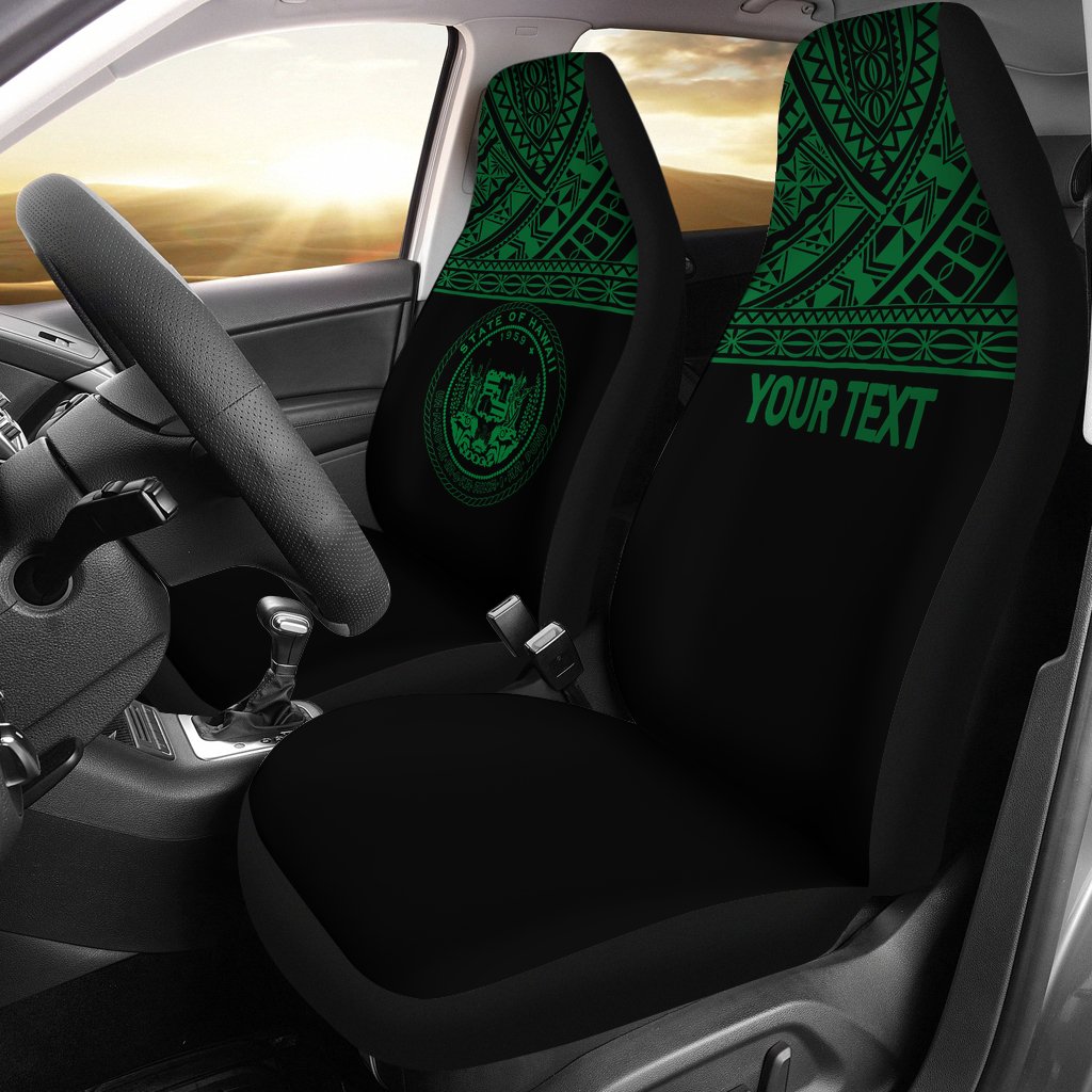 Hawaii Custom Personalised Car Seat Covers - Hawaii Seal Polynesian Green Horizontal Universal Fit Green - Polynesian Pride