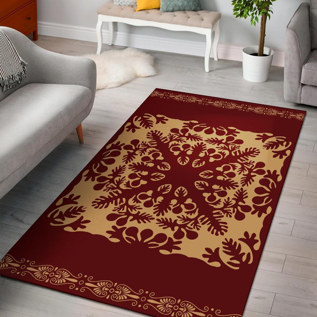 Hawaiian Quilt Vintage Area Rug AH Red - Polynesian Pride