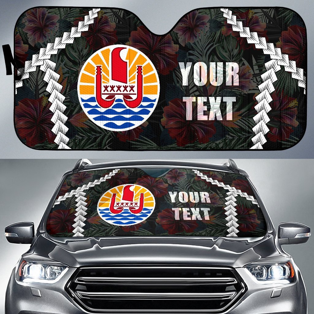 Tahiti Custom Personalised Auto Sun Shades - Chain Polynesian Auto Sun Shade Universal Fit BLACK - Polynesian Pride