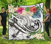 Tonga Polynesian Premium Quilt - Summer Plumeria (White) - Polynesian Pride