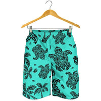 Polynesian Turtle Palm And Sea Pebbles Turquoise Men's Short - Polynesian Pride
