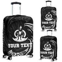 Vanuatu Polynesian Custom Personalised Luggage Covers - White Tribal Wave Black - Polynesian Pride