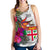 Fiji Polynesian Women's Racerback Tank - Hibiscus White Pattern - Polynesian Pride