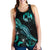 Tonga Polynesian Women Tank Top - Turtle With Blooming Hibiscus Turquoise - Polynesian Pride