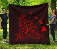Rays Hawaii Map Polynesian Premium Quilt - Red Black - Polynesian Pride