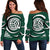 Polynesian Hawaii Women's Off Shoulder Sweater - Volleyball Hawaii Map Green - Polynesian Pride