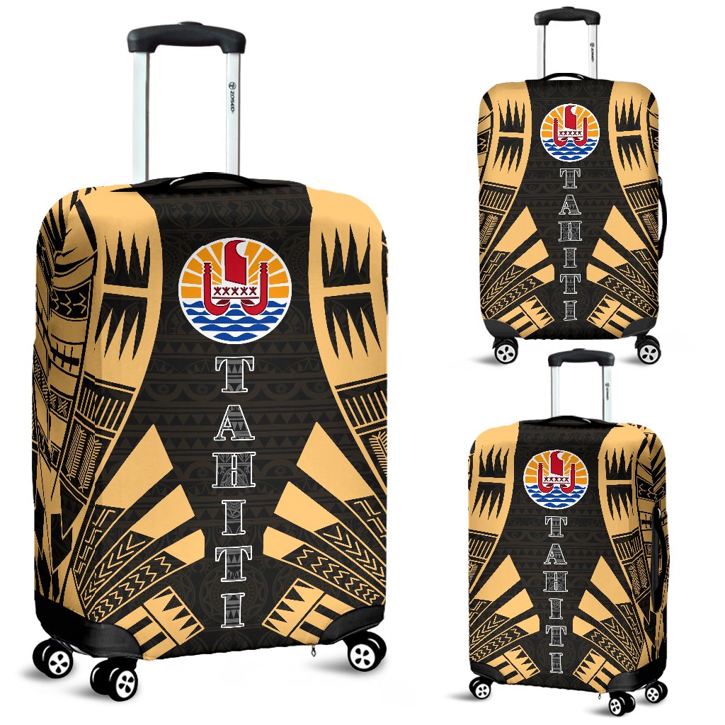 Tahiti Luggage Cover - Polynesian Tattoo Gold Gold - Polynesian Pride