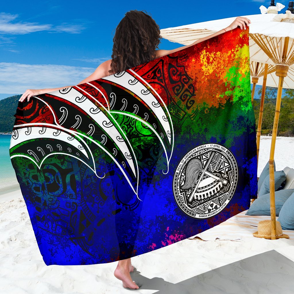 American Samoa Sarong - Tropical Leaf Rainbow Color SARONG ONE SIZE Rainbow Color - Polynesian Pride