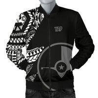 Yap Men's Bomber Jacket - Micronesian Pattern Flash Black - Polynesian Pride