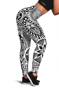 Polynesian Hawaiian Style Tribal Tattoo White Hawaii Women's Leggings AH White - Polynesian Pride