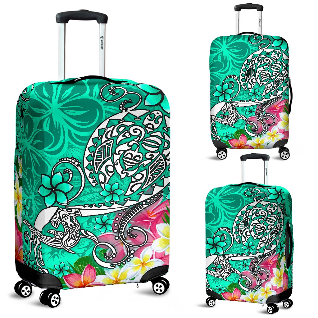 Polynesian Luggage Covers - Turtle Plumeria Turquoise Color - Polynesian Pride