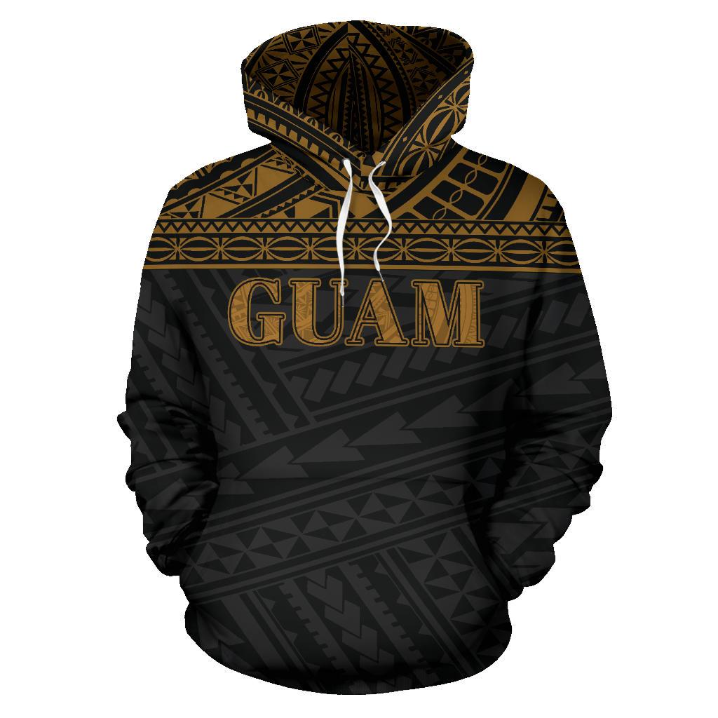Guam Polynesian All Over Hoodie Yellow Horizontal Style - Polynesian Pride