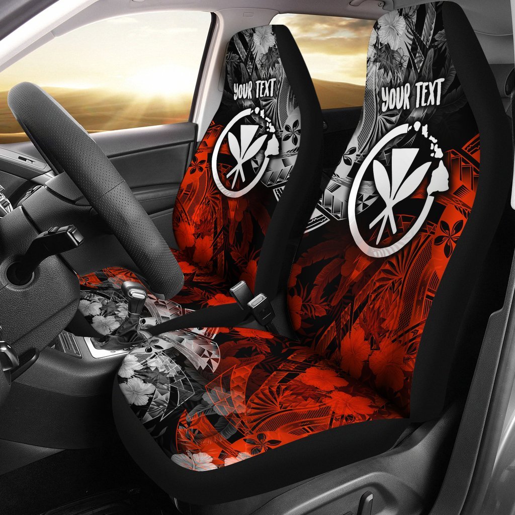 Polynesian Hawaii Kanaka Maoli Personalised Car Seat Covers - Vintage Polynesian Style Universal Fit Red - Polynesian Pride