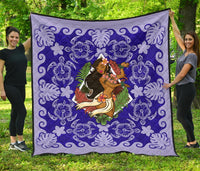 Hawaii Polynesian Premium Quilt - Hawaiian Dancing Girl Blue Blue - Polynesian Pride