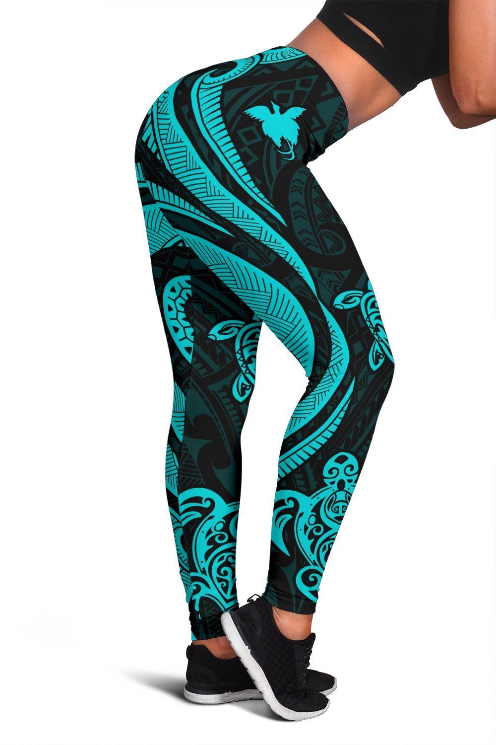 Papua New Guinea Women's Leggings - Turquoise Tentacle Turtle - Polynesian Pride