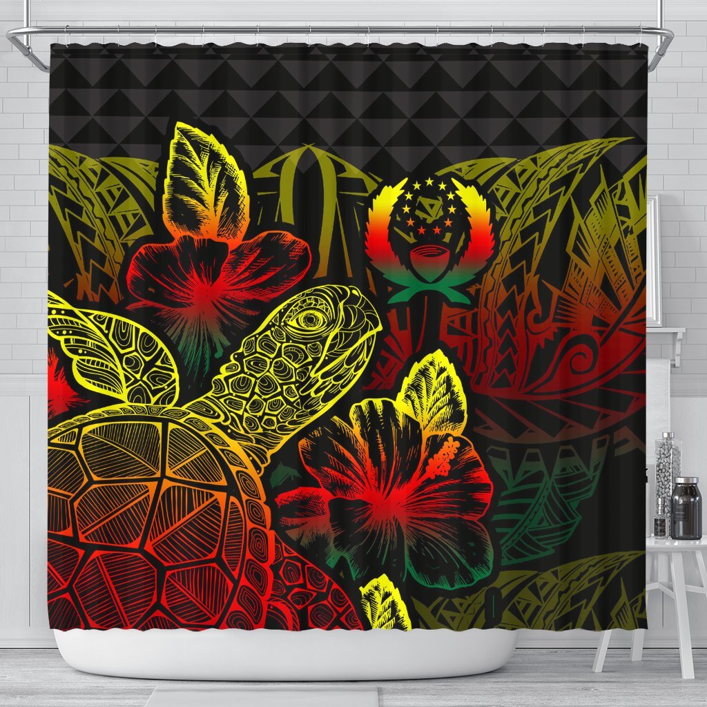 Pohnpei Shower Curtain Turtle Hibiscus Reggae 177 x 172 (cm) Reggae - Polynesian Pride