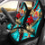 Tahiti Car Seat Covers - Tribal Flower With Special Turtles Blue Color Universal Fit Blue - Polynesian Pride