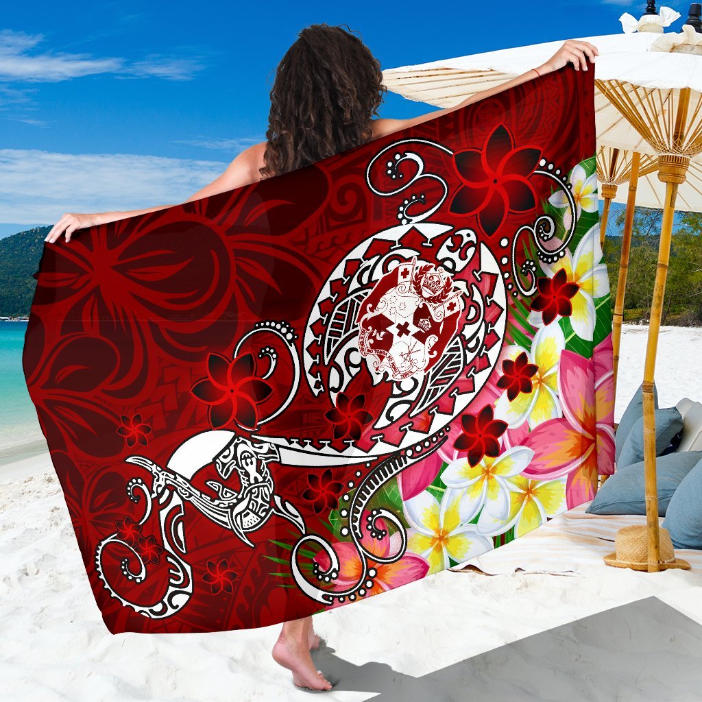 Tonga Sarong - Turtle Plumeria (Red) One Style One Size Red - Polynesian Pride