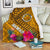 Hawaii Premium Blanket - Kanaka Maoli With Hibiscus On Polynesian Patterns (YELLOW) - Polynesian Pride