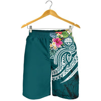 FSM Polynesian Men's Shorts - Summer Plumeria (Turquoise) - Polynesian Pride