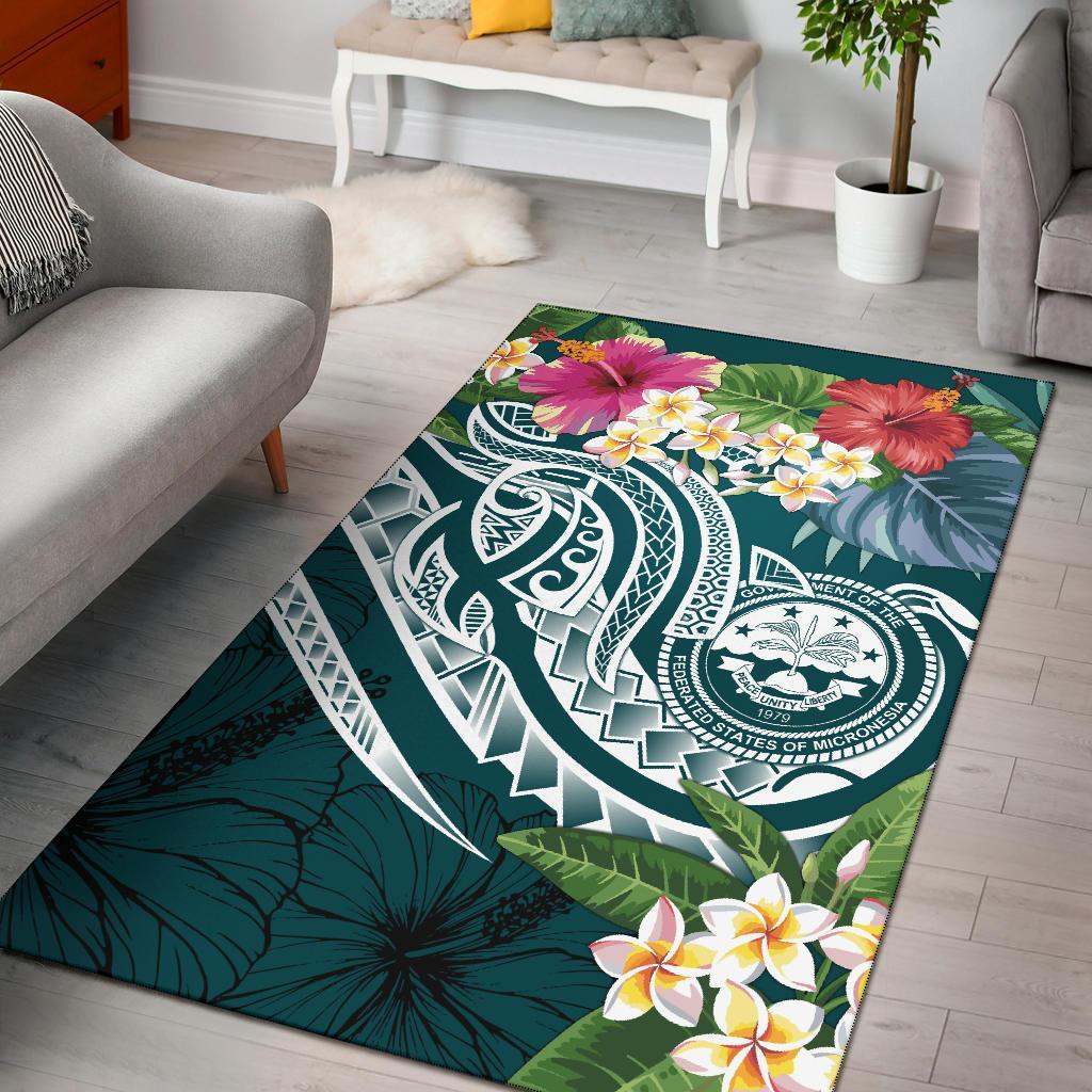 FSM Polynesian Area Rug - Summer Plumeria (Turquoise) Turquoise - Polynesian Pride