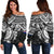 Cook Islands Polynesian Off Shoulder Sweater (Women) - White Turtle - Polynesian Pride