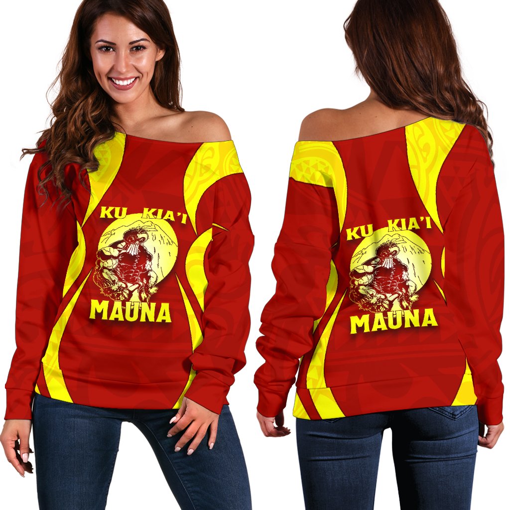 Mauna Kea Women's Off Shoulder Sweater 05 Red - Polynesian Pride