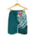 Tahiti Polynesian Men's Shorts - Summer Plumeria (Turquoise) - Polynesian Pride