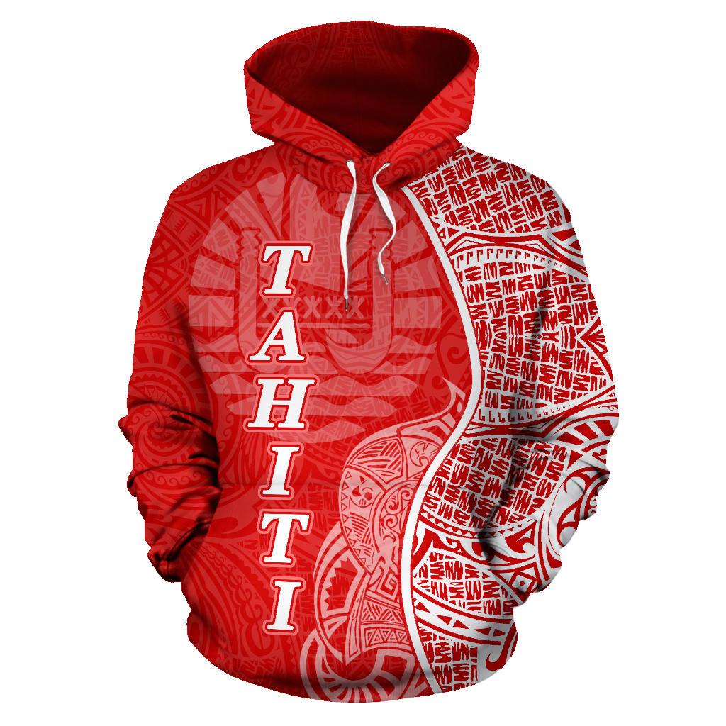 Tahiti Polynesian Hoodie Coconut Tree Red nd White - Polynesian Pride