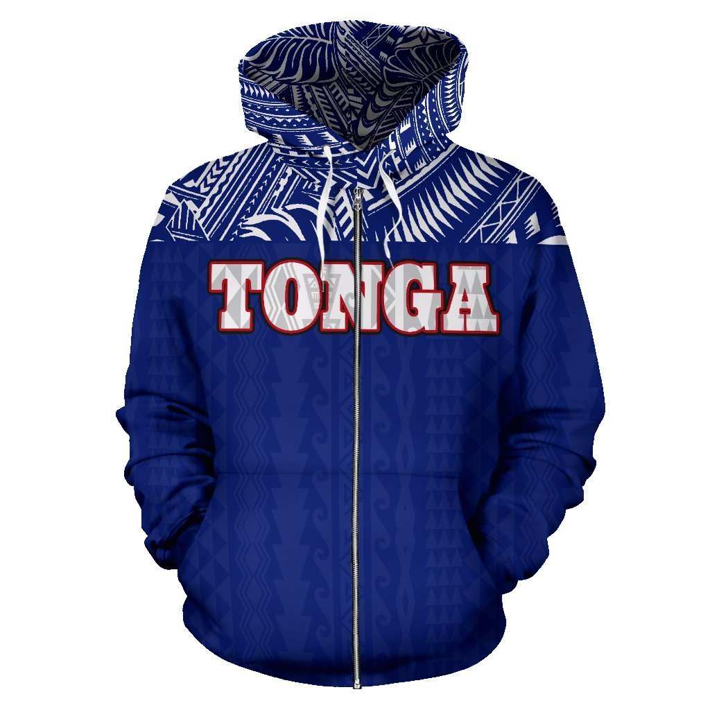 Tonga All Over Zip up Hoodie Polynesian Blue Version - Polynesian Pride