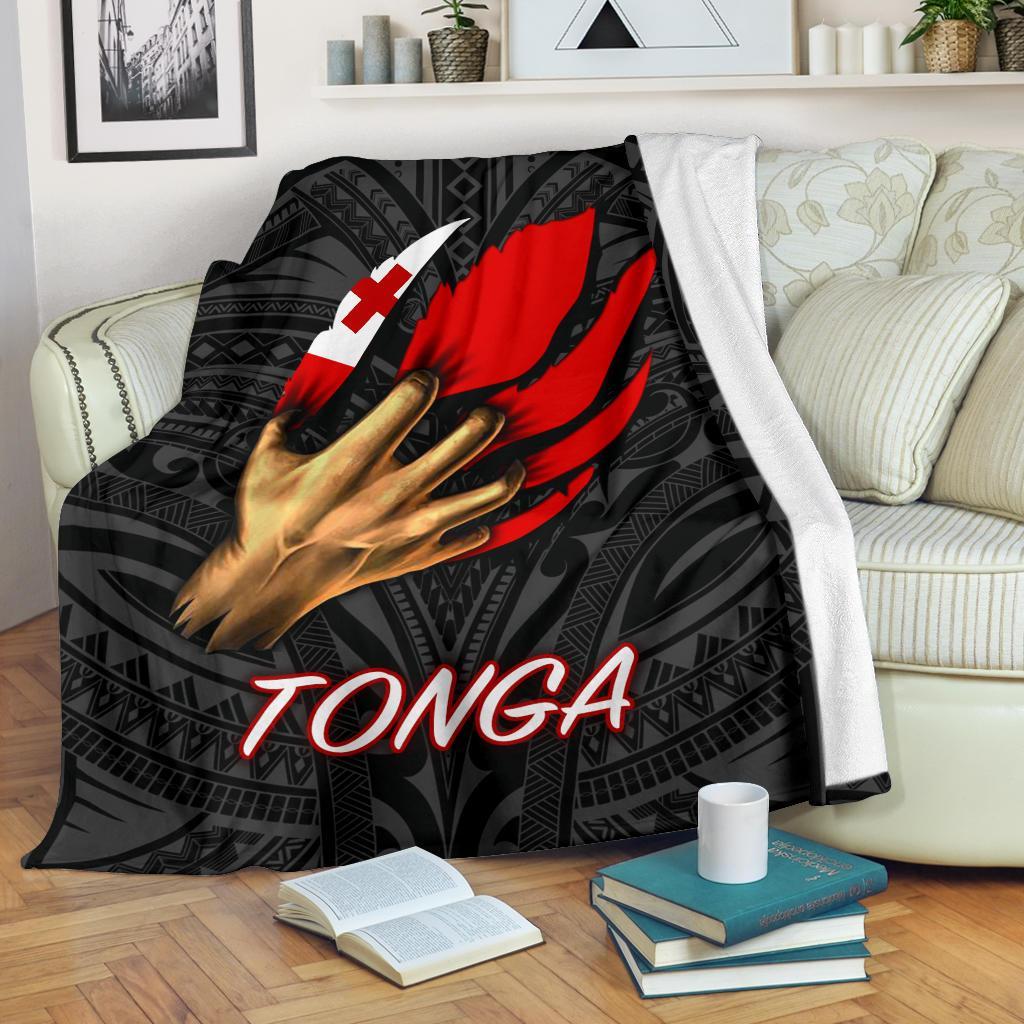 Tonga Premium Blanket - Tonga In Me (Black) White - Polynesian Pride