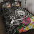 Hawaii Polynesian Quilt Bed Set - Hawaii Seal With Turtle Plumeria (Black) Black - Polynesian Pride