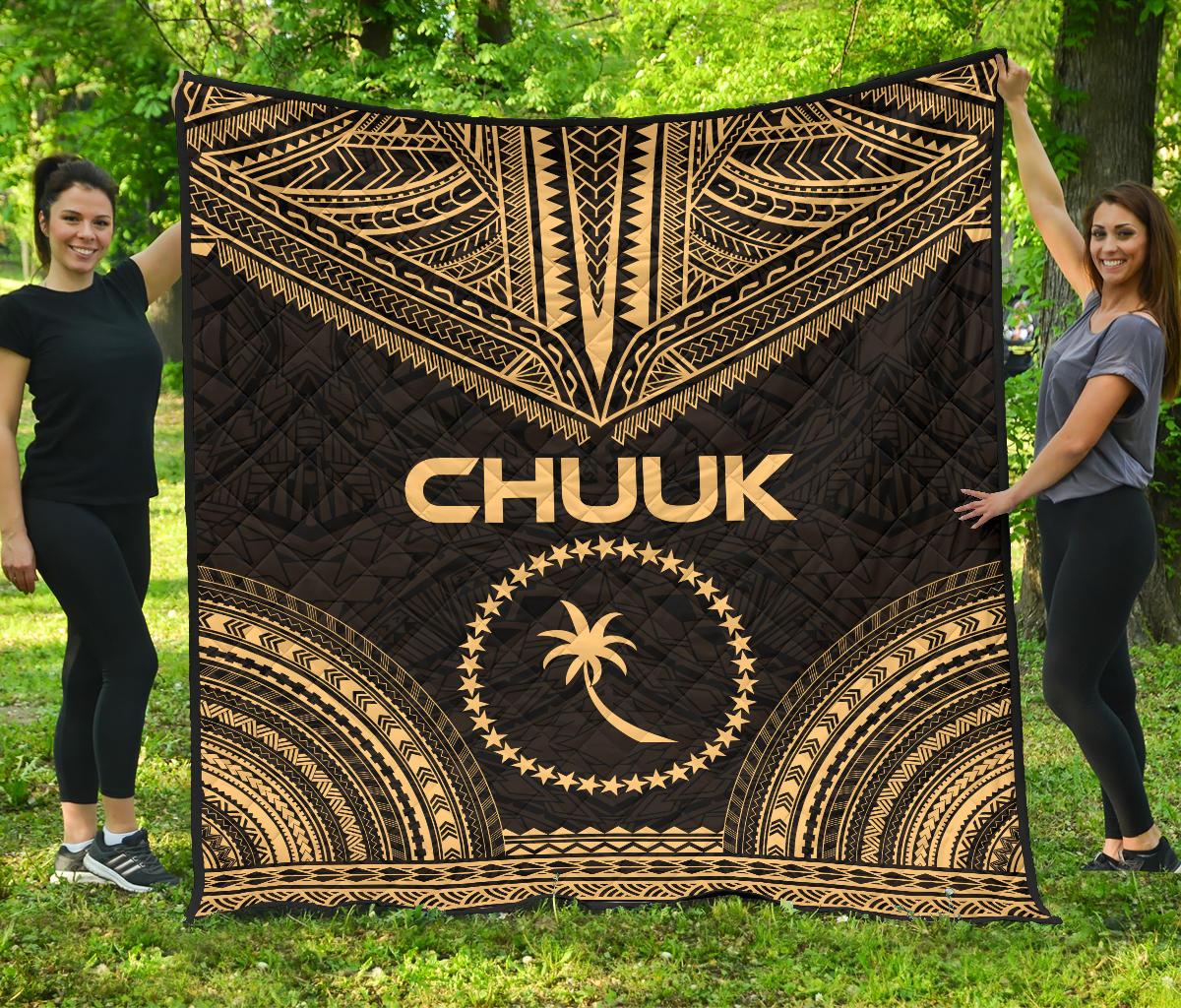 Chuuk Premium Quilt - Chuuk Flag Polynesian Chief Gold Version Gold - Polynesian Pride